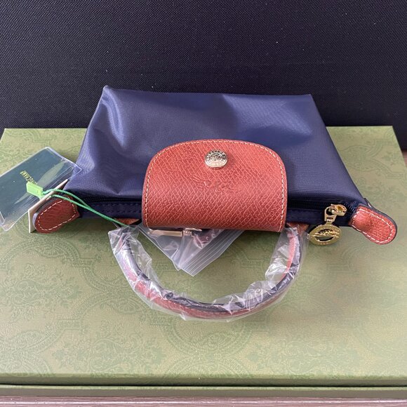 NWT Minie Longchamp Le Pliage Original Dark Blue Pouch Navy Canvas Crossbody Bag - Picture 6 of 6